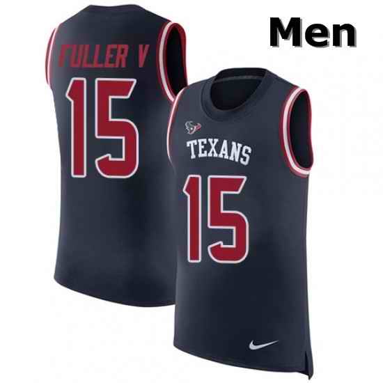 Men Nike Houston Texans 15 Will Fuller V Limited Navy Blue Rush Player Name Number Tank Top NFL Jersey